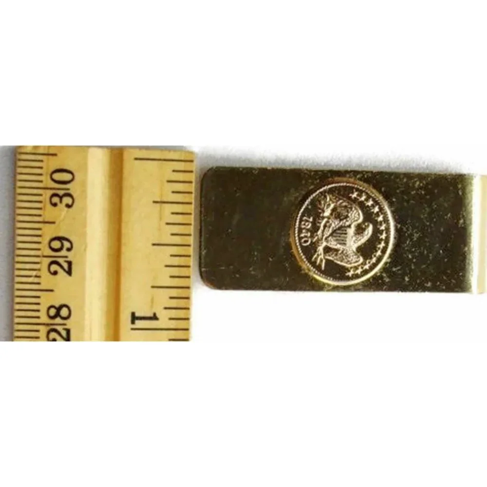 Money Clip Patriotic Eagle Wallet Credit Card Cash ID Holder Gold Tone Vtg